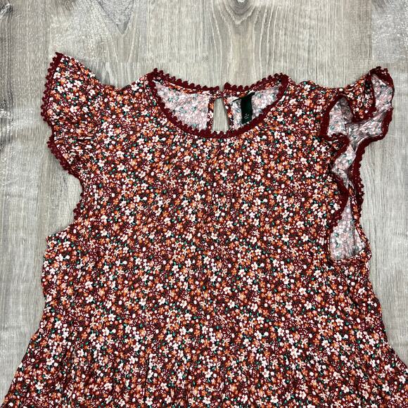 Wild Fable Women's Brown Floral Flutter Short Sleeve Trapeze Dress - Med - NWT - Picture 5 of 10